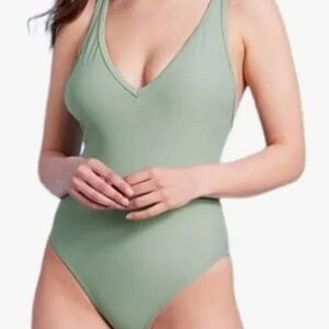 NWT KONA SOL PLUS V-NECK OVER THE SHOULDER HIGH LEG ONE PIECE SWIMSUIT